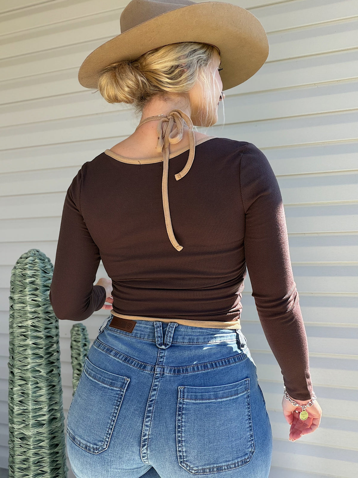 Two Tone Halter Top (Brown & Tan)