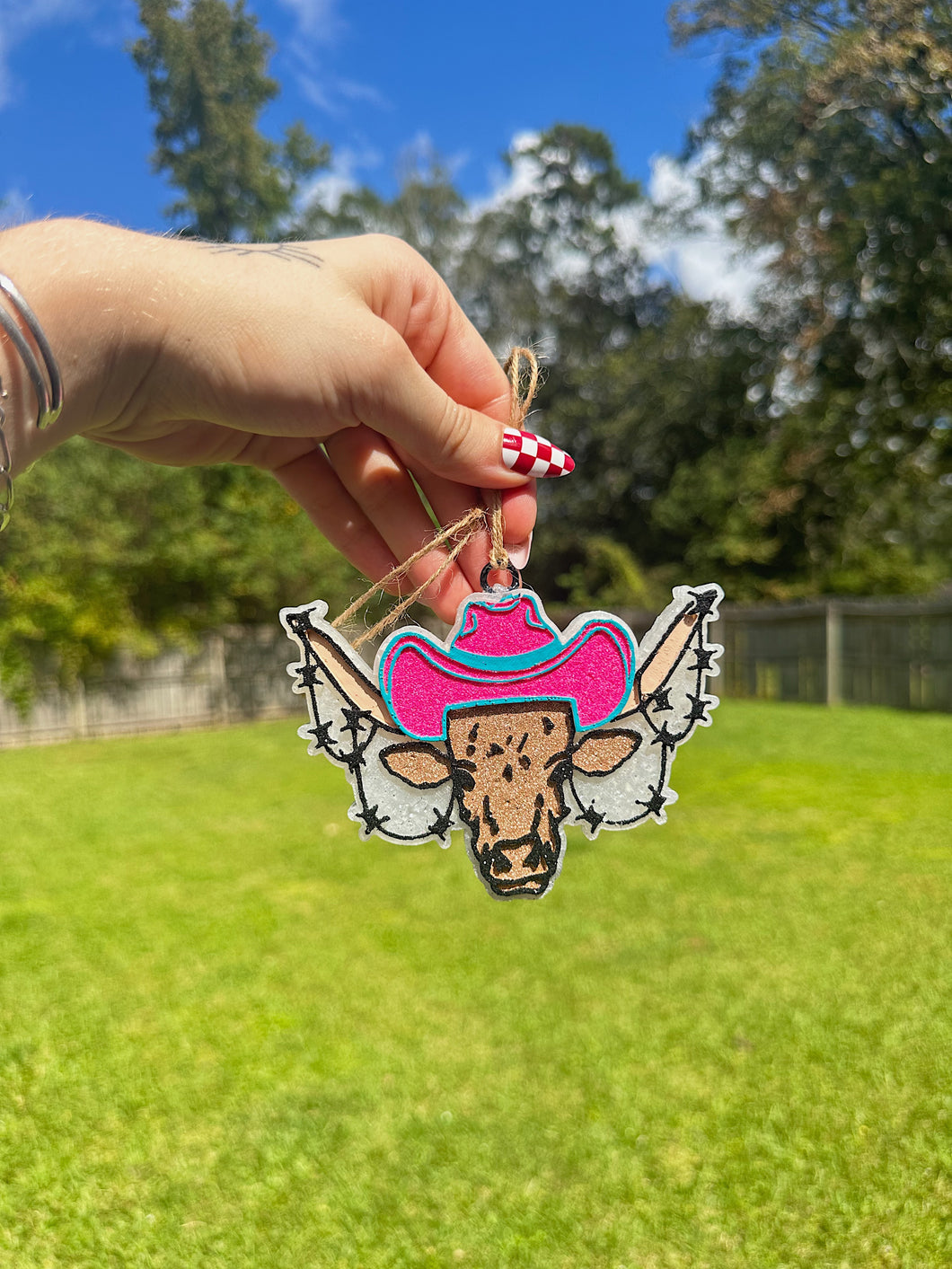 Cowboy Hat Steer Car Freshie