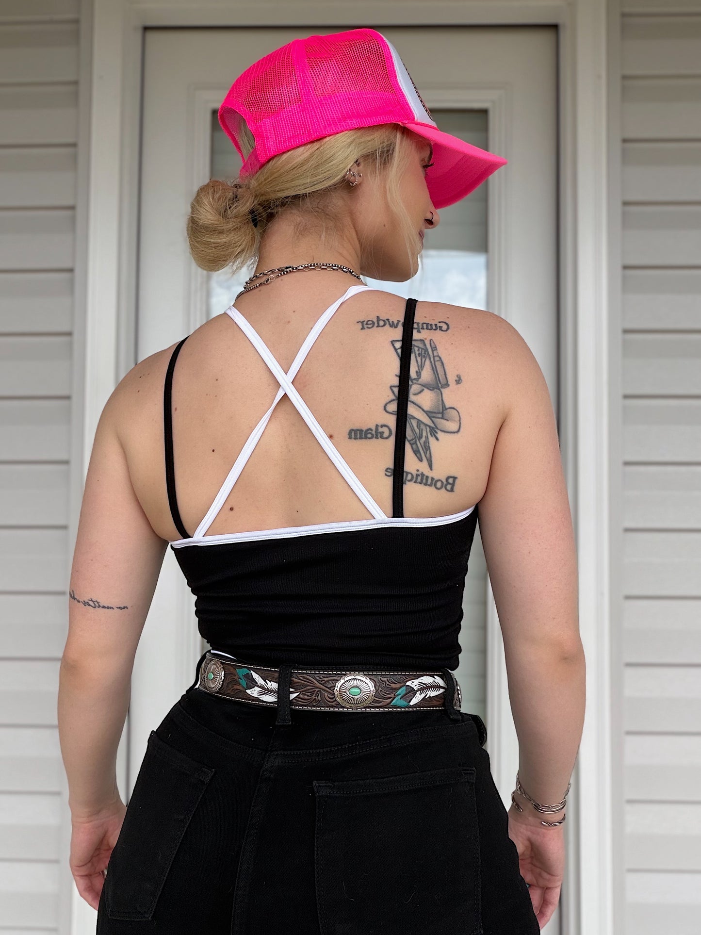 Contrast Layered Tank (Black)