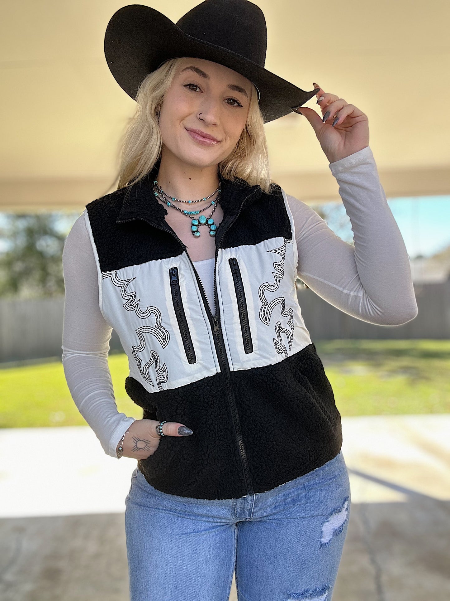 Boot Stitch Sherpa Vest