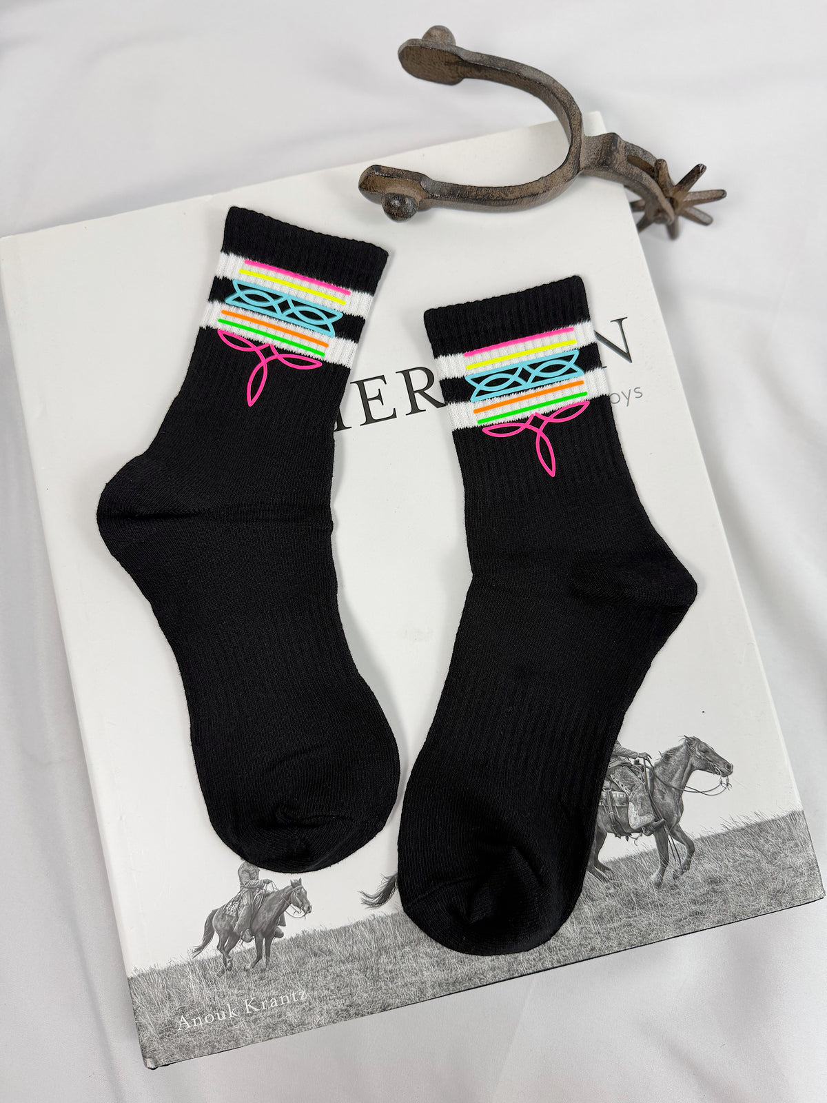 Neon Boot Stitch Socks