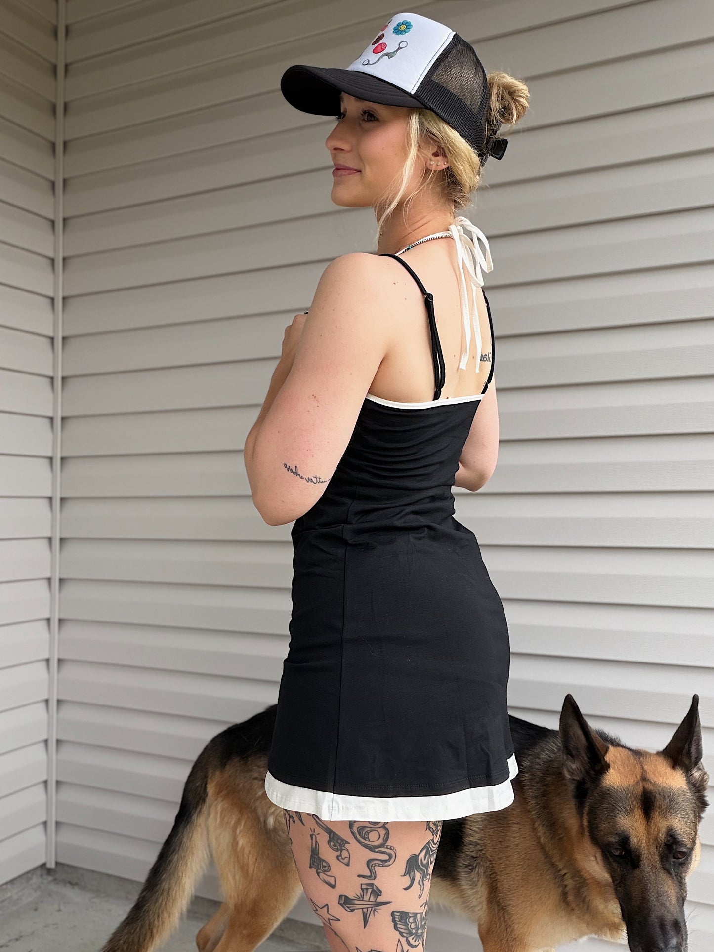 The Hot Shot Halter Dress (Black)