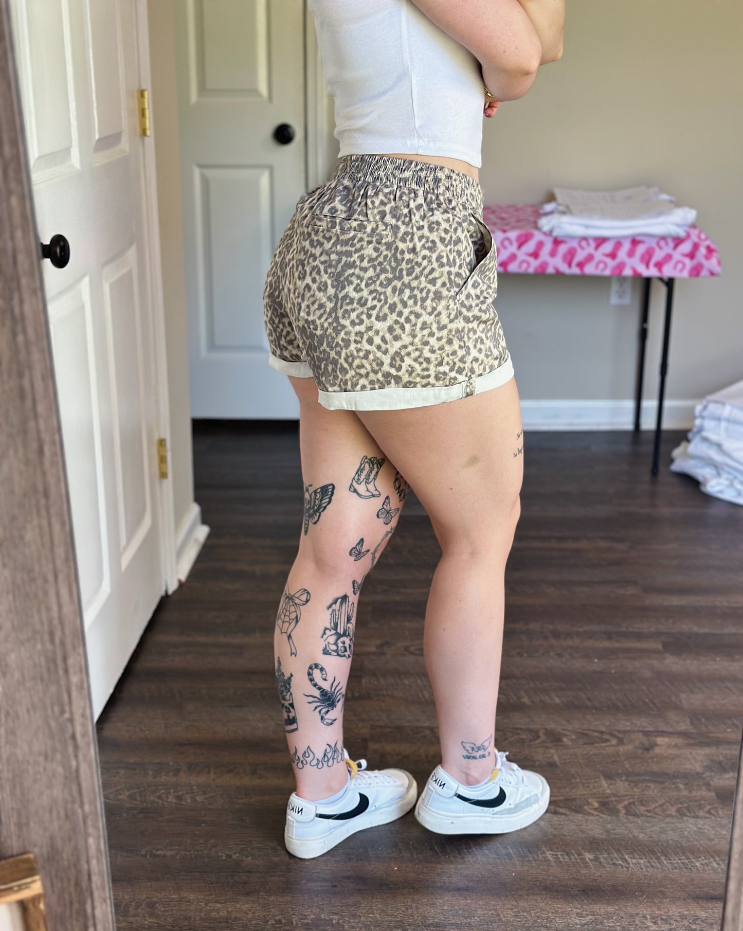 Leopard Cuffed Shorts