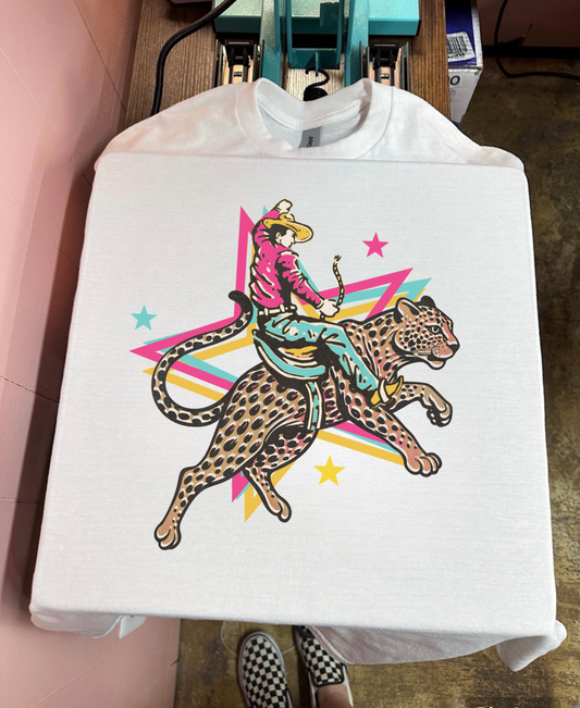 Retro Cowboy Jaguar Tee or Crewneck