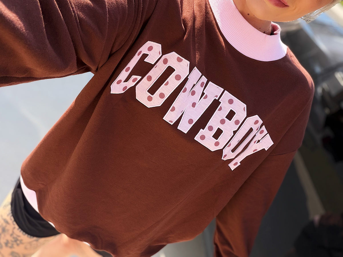 Polka Dot Cowboy Mock Neck Sweatshirt