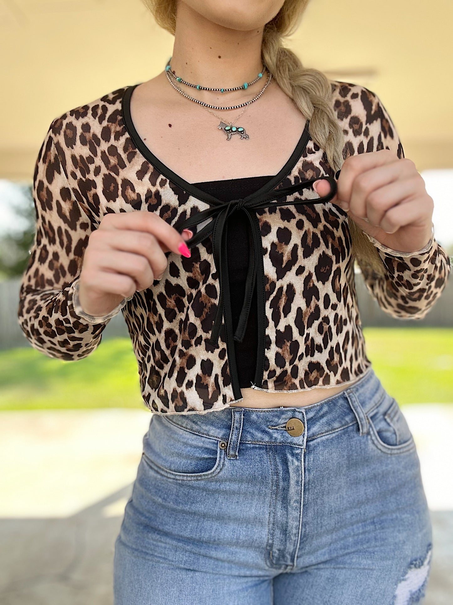 Cheetah Girl Front Tie Blouse