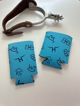 Load image into Gallery viewer, Turquoise Cattle Brands Koozie (2 sizes)
