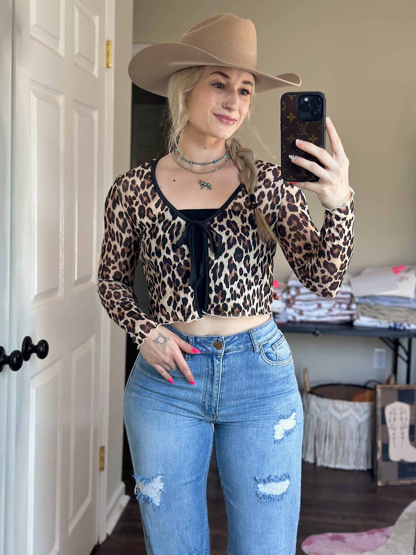 Cheetah Girl Front Tie Blouse