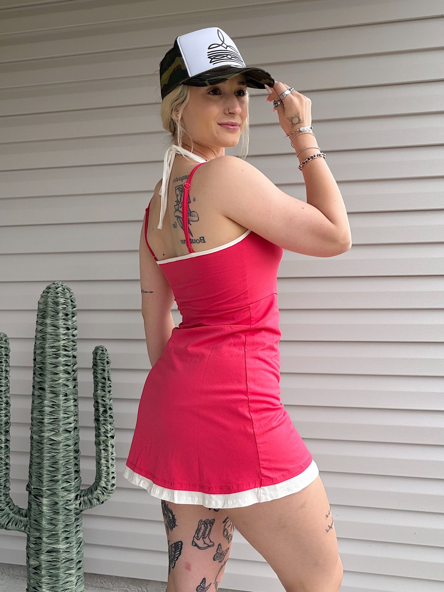 The Hot Shot Halter Dress (Red)