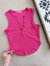 Load image into Gallery viewer, Pink Henley Tank
