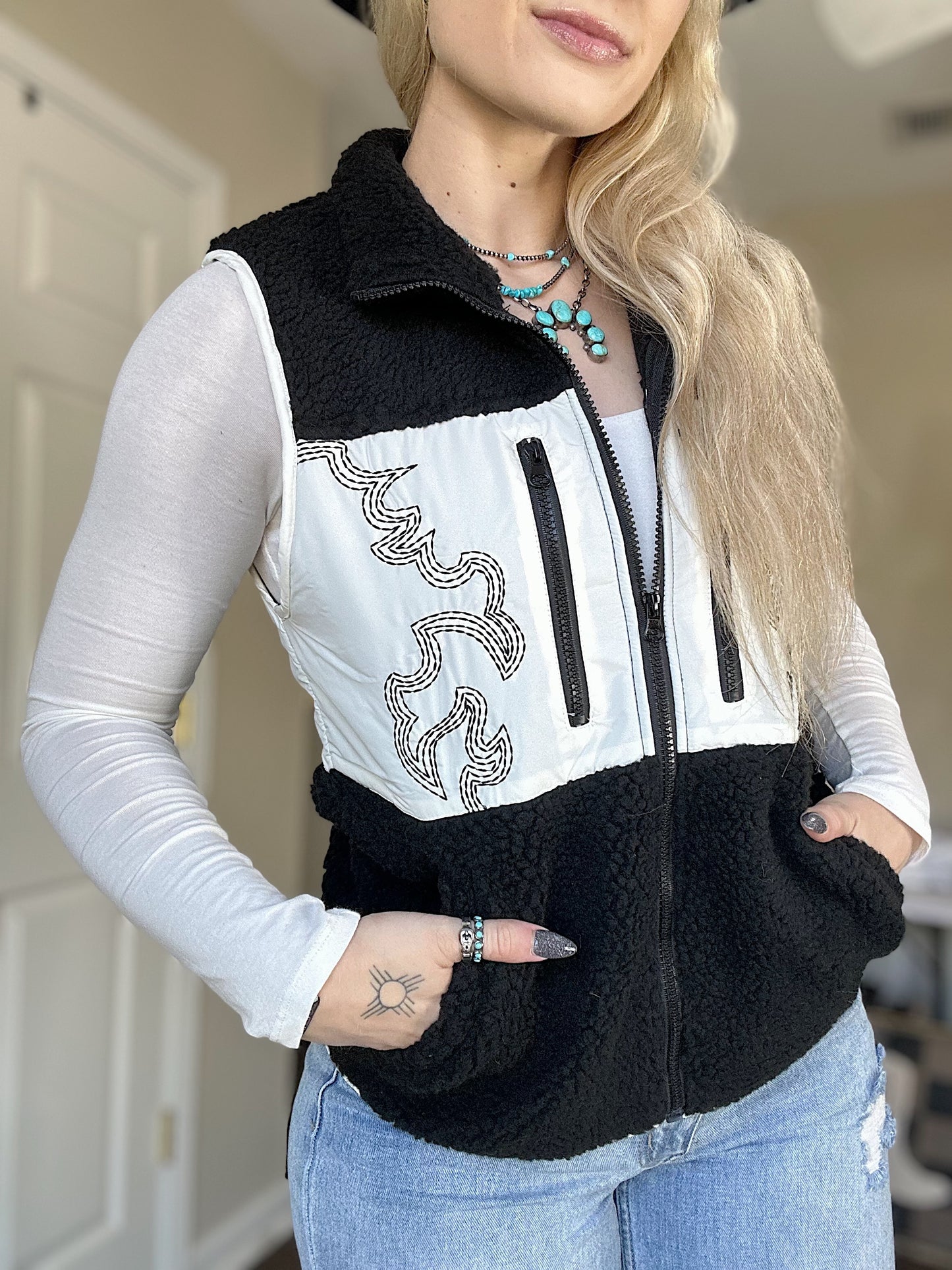 Boot Stitch Sherpa Vest
