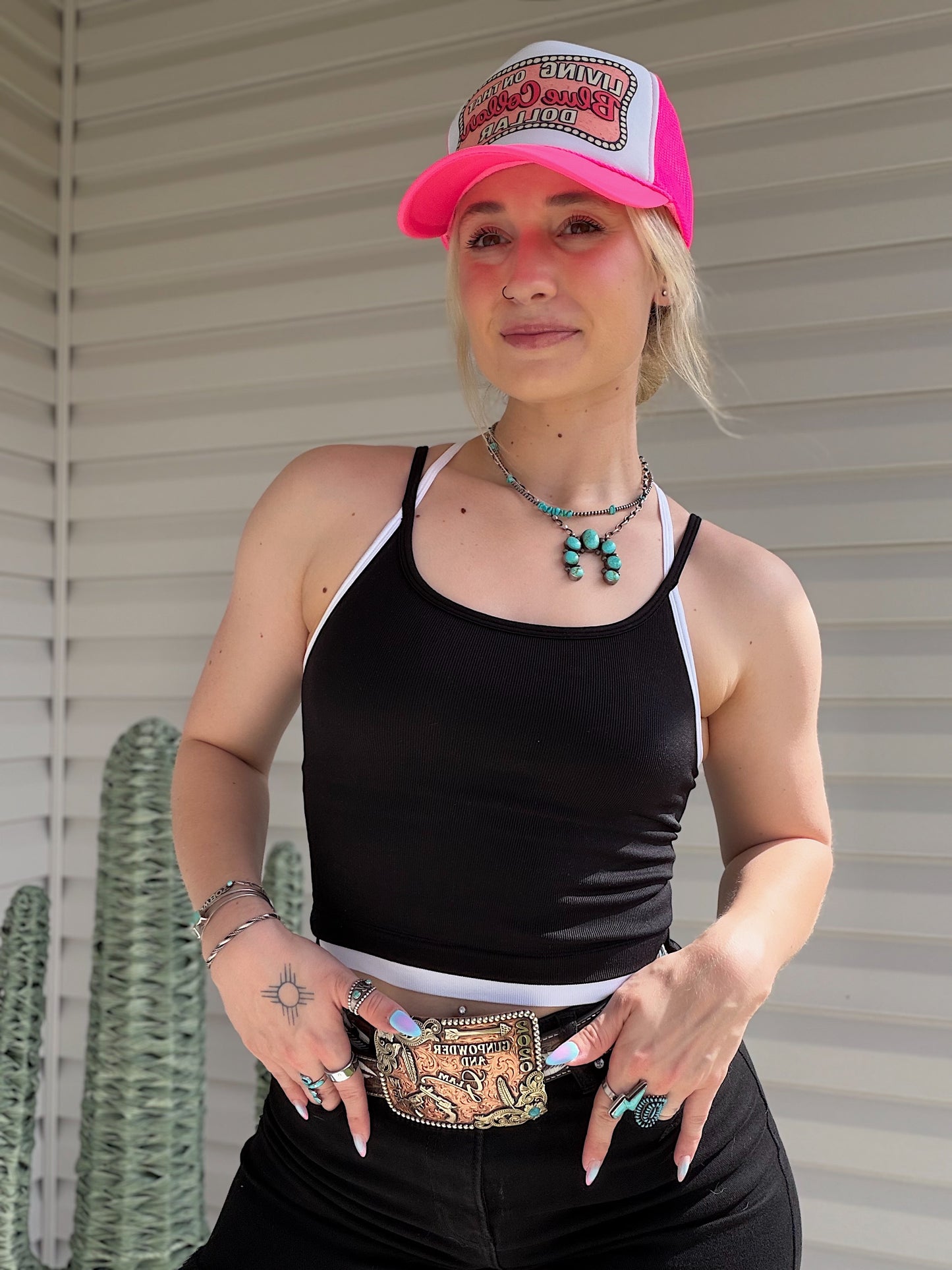 Contrast Layered Tank (Black)