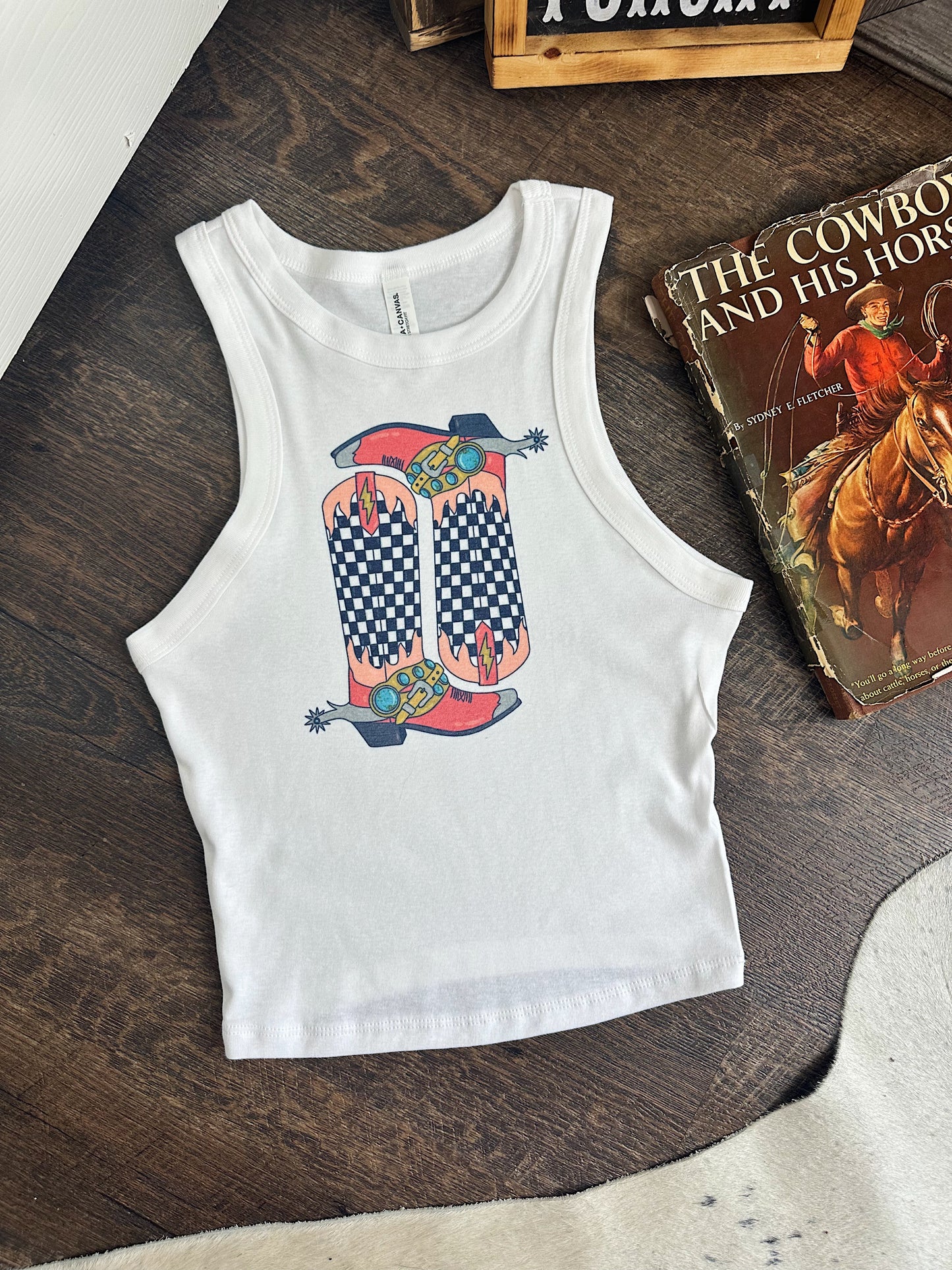 Cowboy Boots Cropped Tank