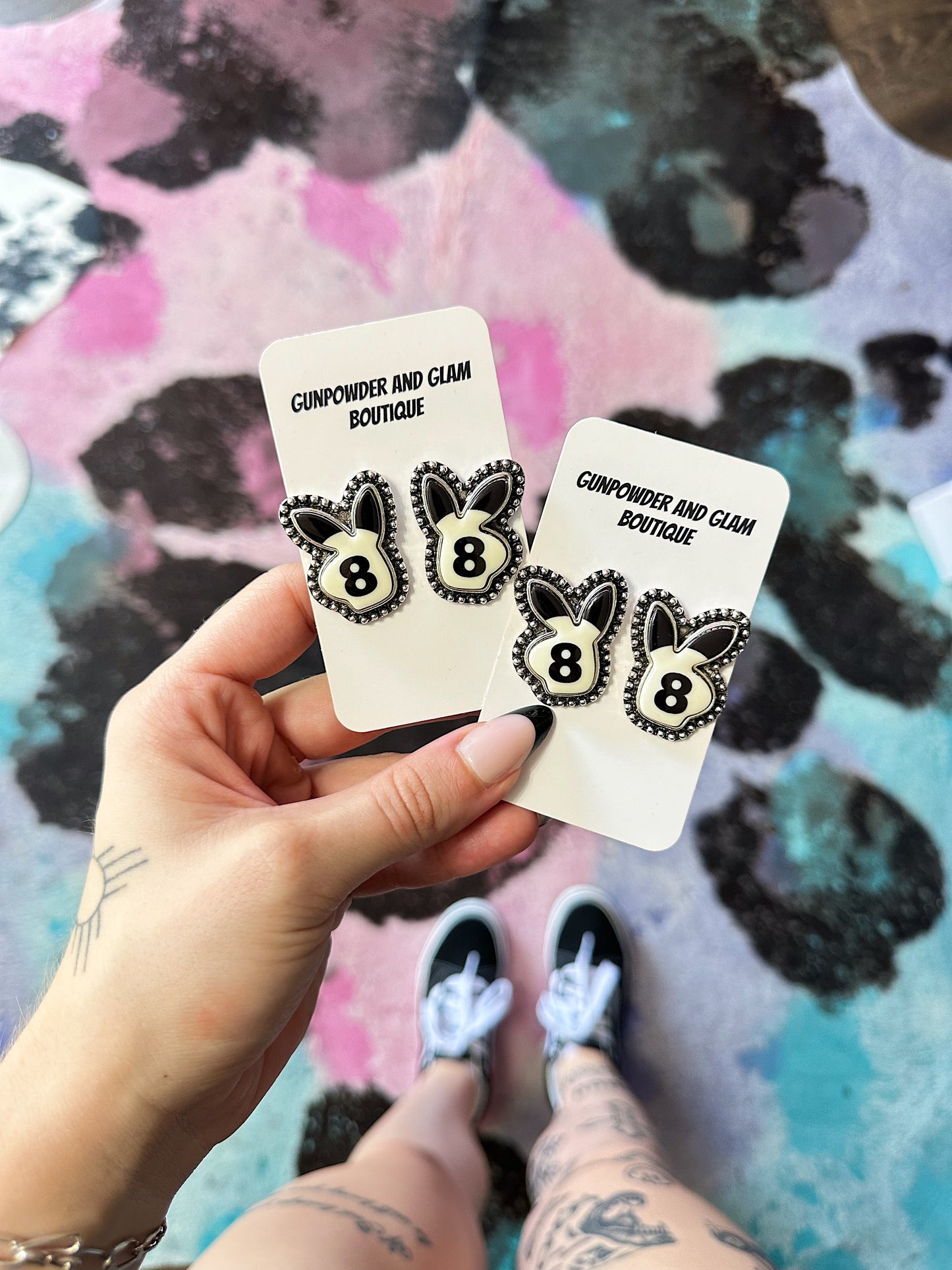8 Ball Bunny Earrings
