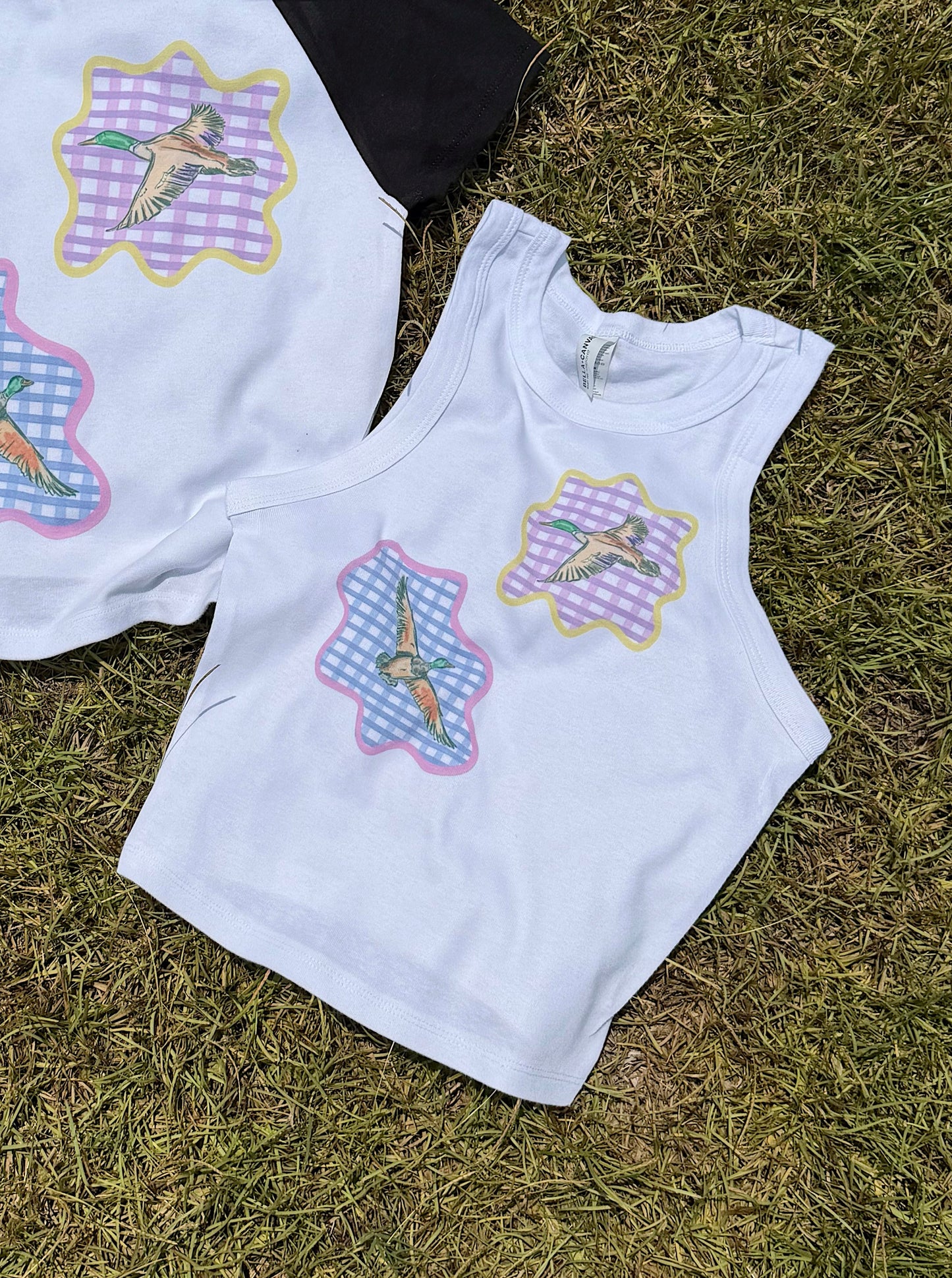 Gingham Mallards Cropped Tank