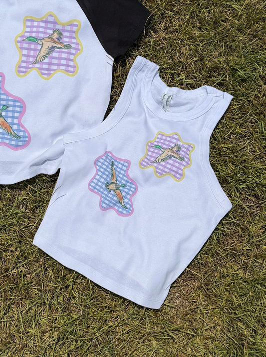 Gingham Mallards Cropped Tank