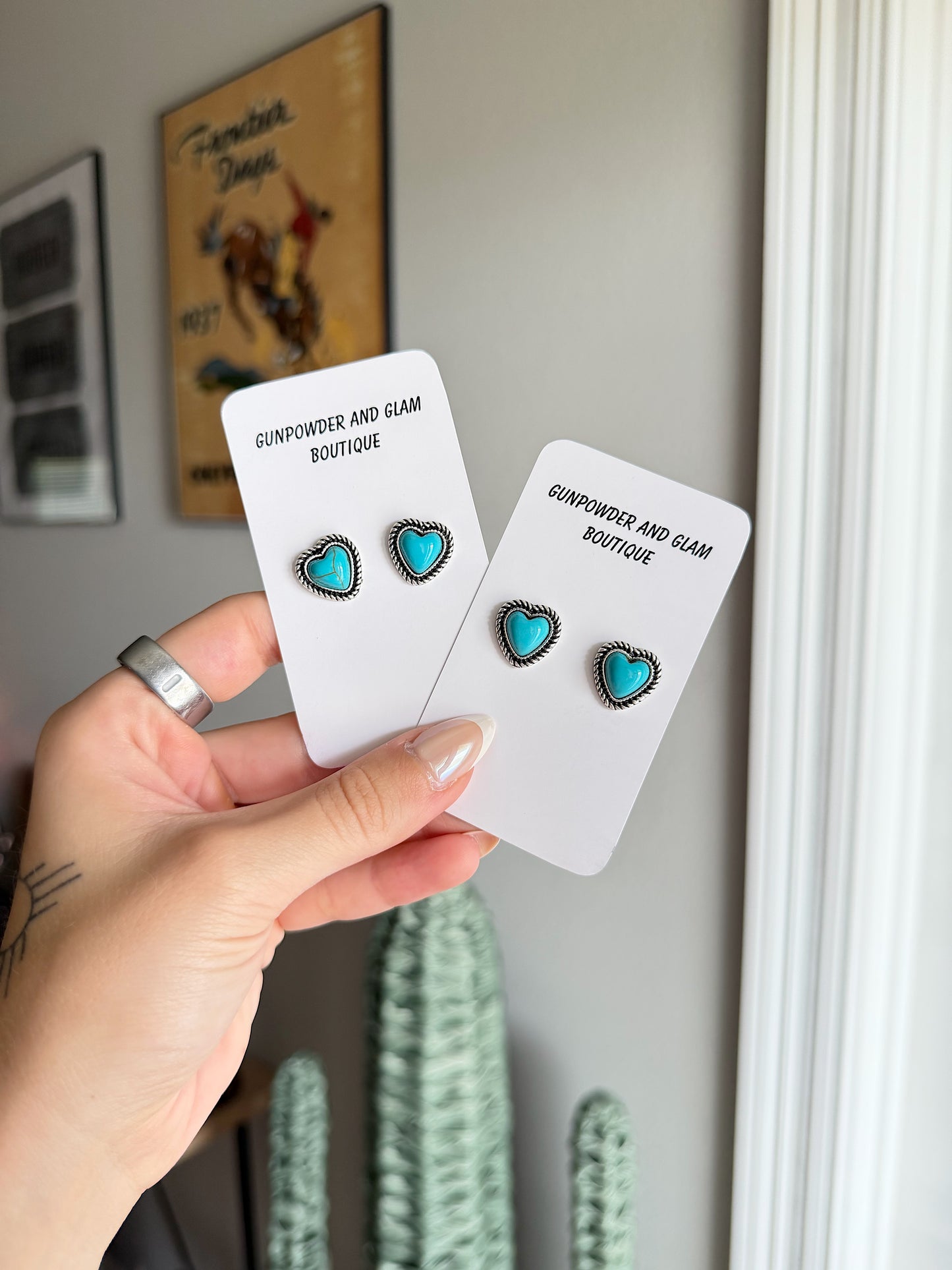 Turquoise Heart Studs