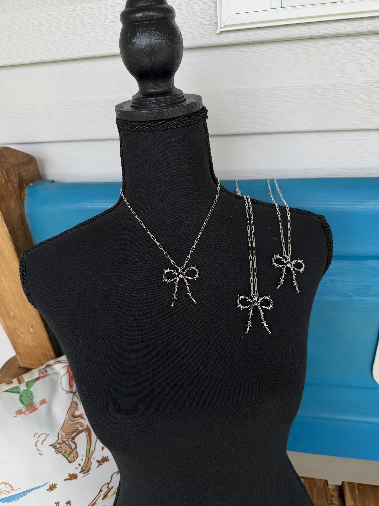 Barbed Wire Bow Necklace
