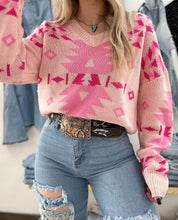 Load image into Gallery viewer, Pink Aztec Sweater

