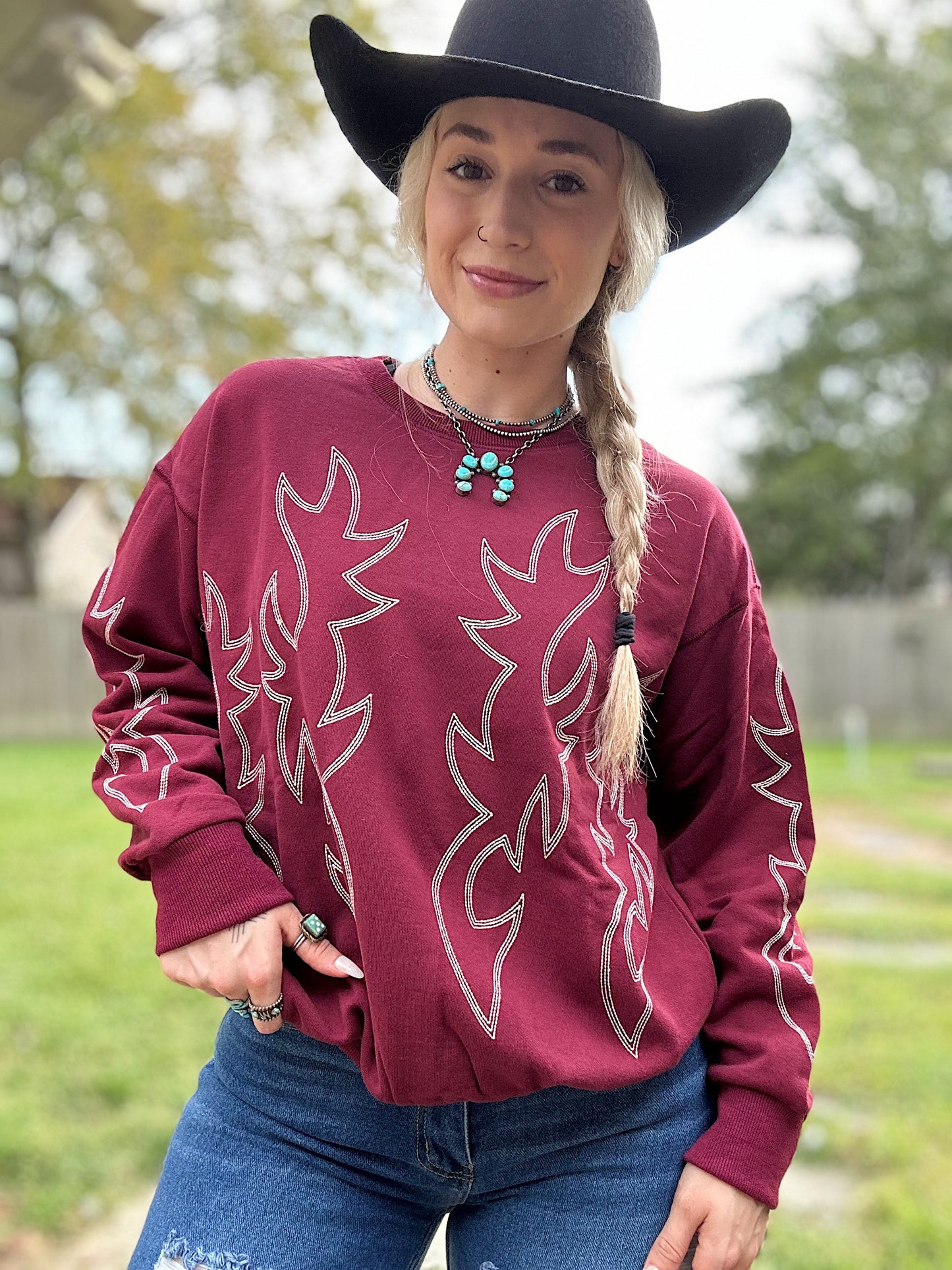 Boot Stitch Crew (Maroon)