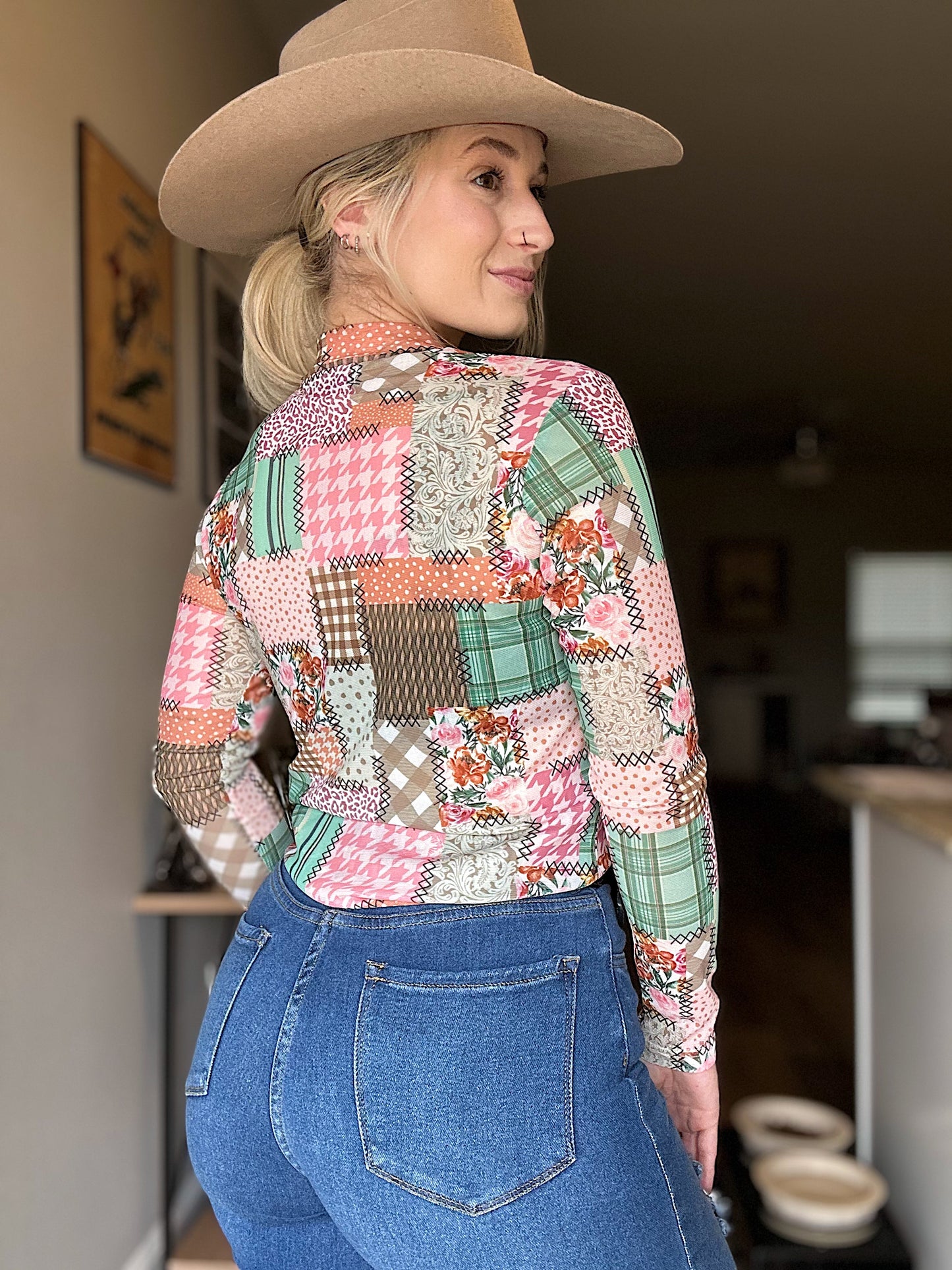 Patchwork Mesh Top