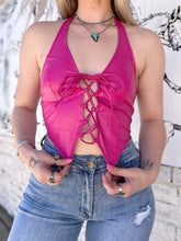 Load image into Gallery viewer, Pink Lace Up Halter Top

