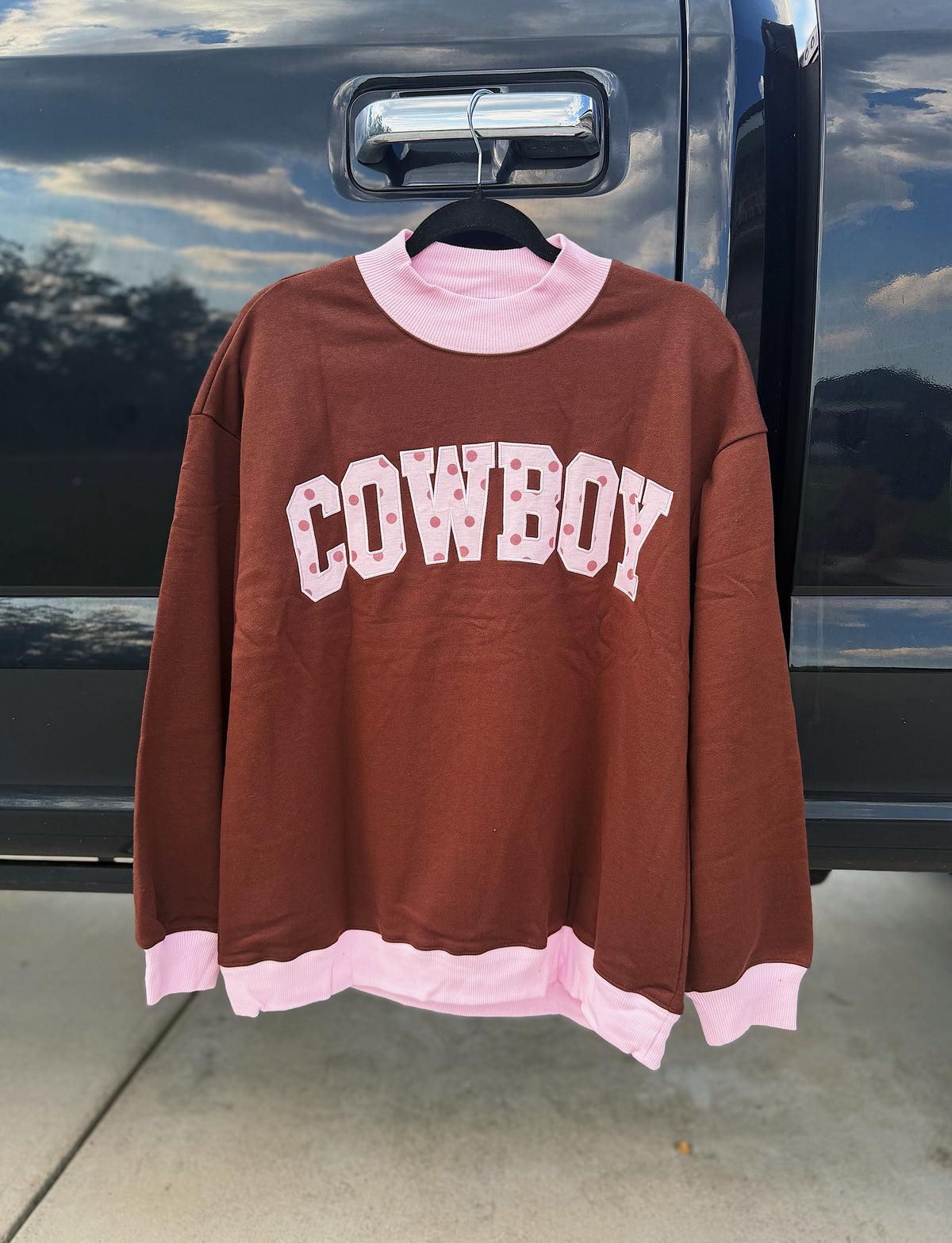 Polka Dot Cowboy Mock Neck Sweatshirt