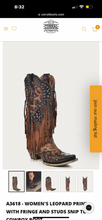 Load image into Gallery viewer, Corral Leopard Fringe Cowboy Boots Size 8.5
