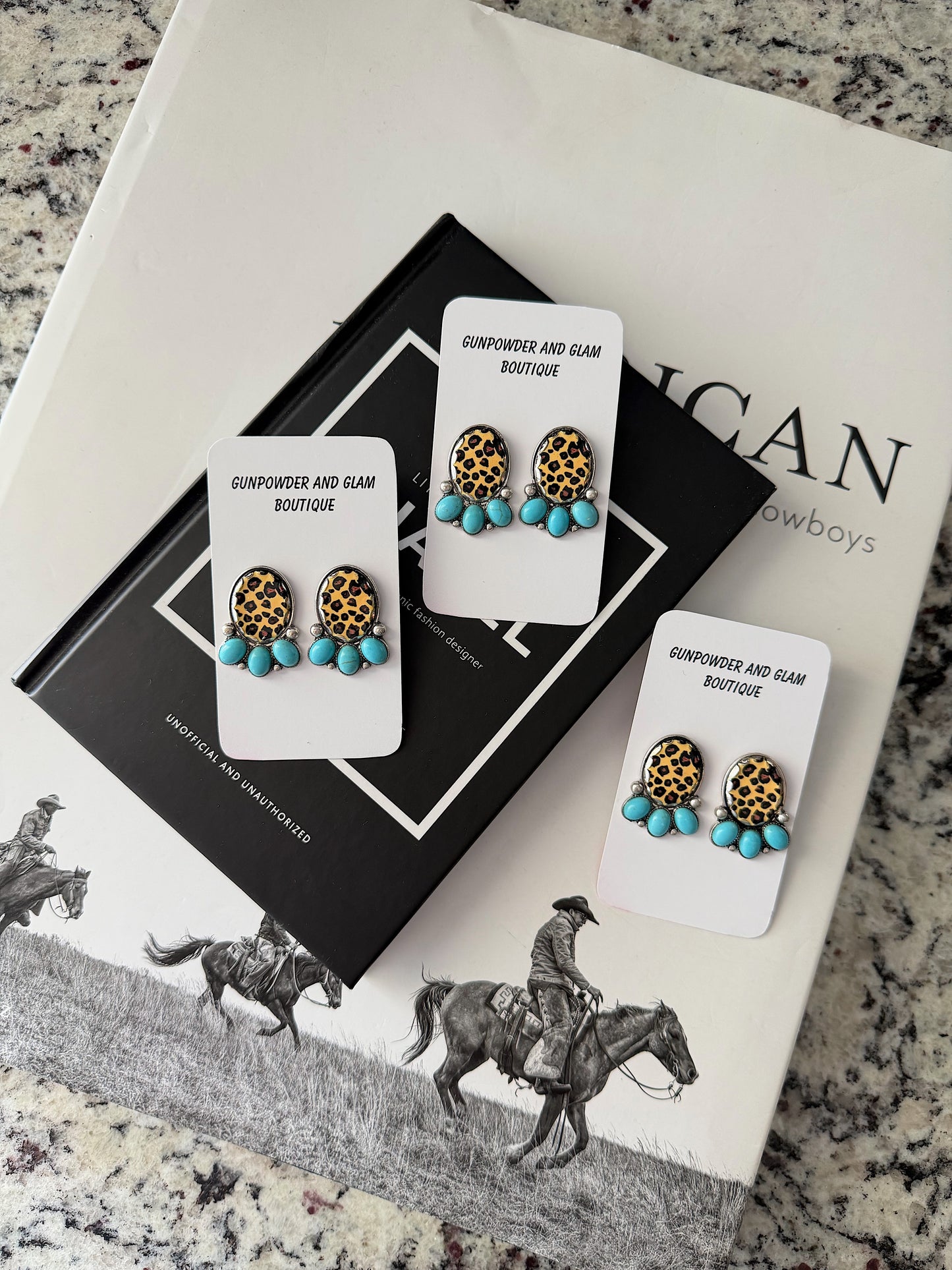 Leopard & Turquoise Studs