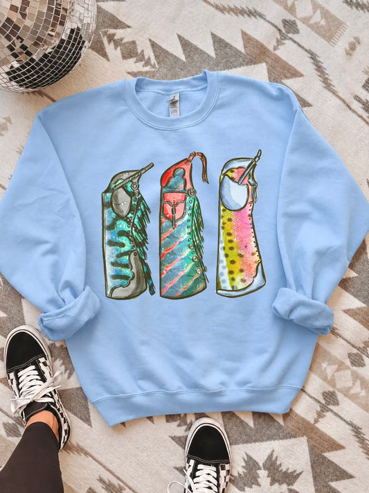 Fishie Print Chaps Crewneck