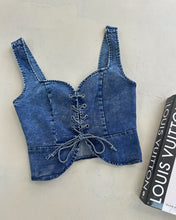 Load image into Gallery viewer, Lace Up Denim Top
