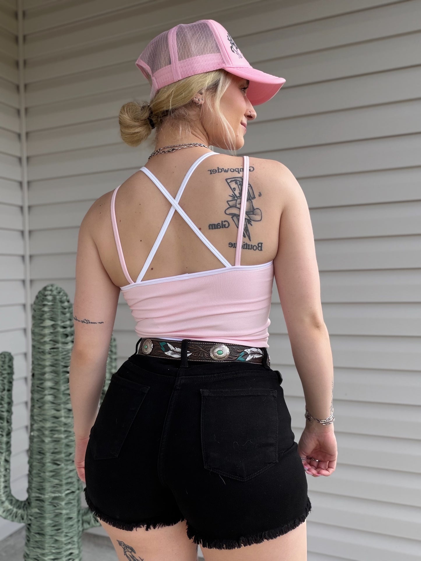 Contrast Layered Tank (Pink)