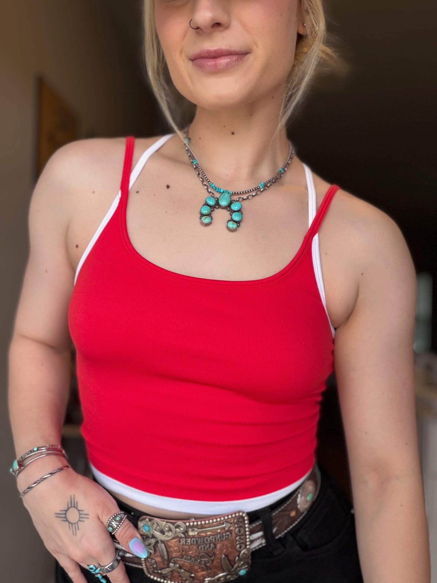 Contrast Layered Tank (Red)