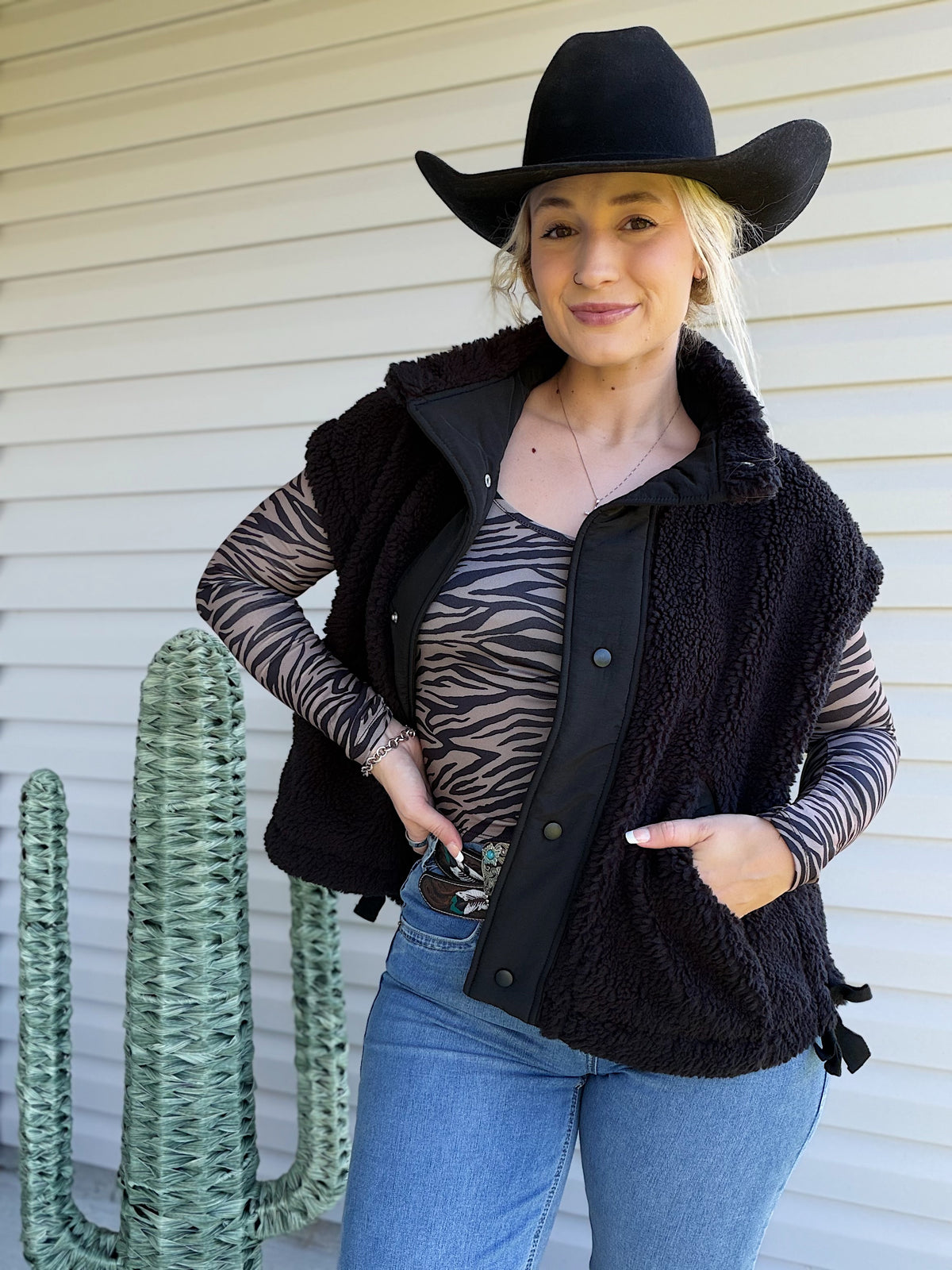 Long Sleeve Zebra Top