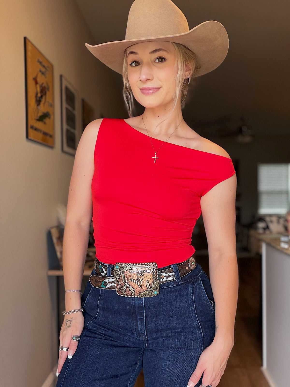 One Shoulder Top (Red)