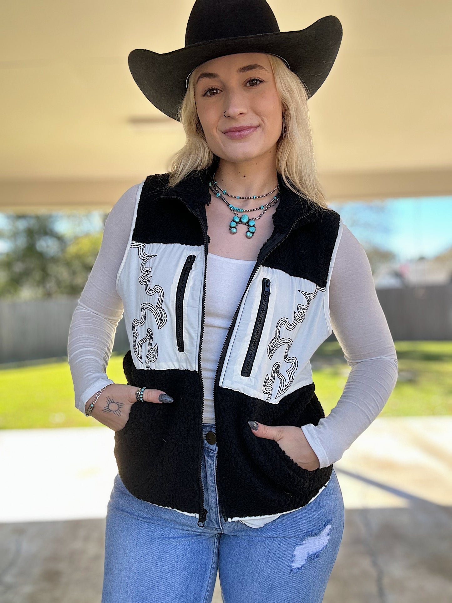 Boot Stitch Sherpa Vest