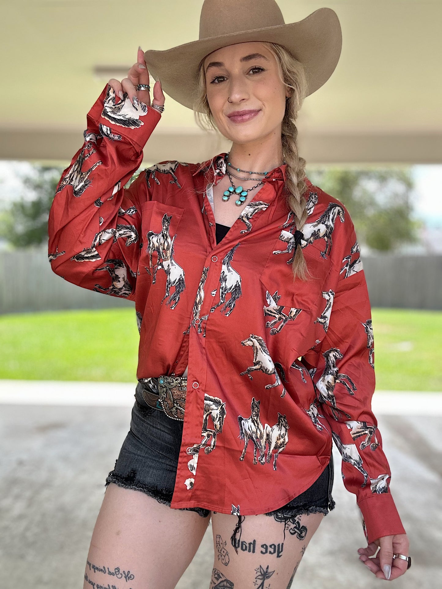 Wild Horses Button Down (Rust)