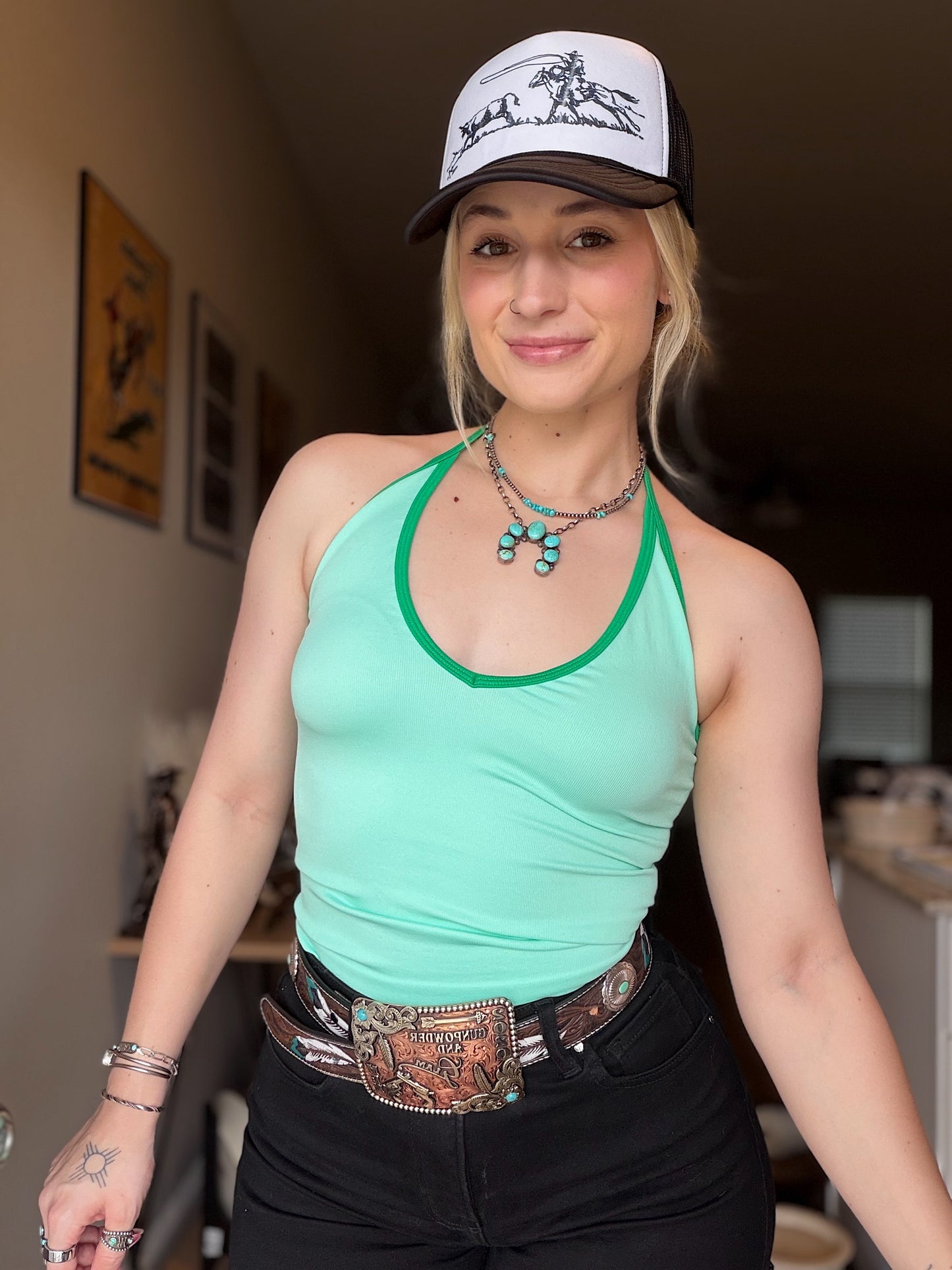 Contrast Halter Top (Mint)