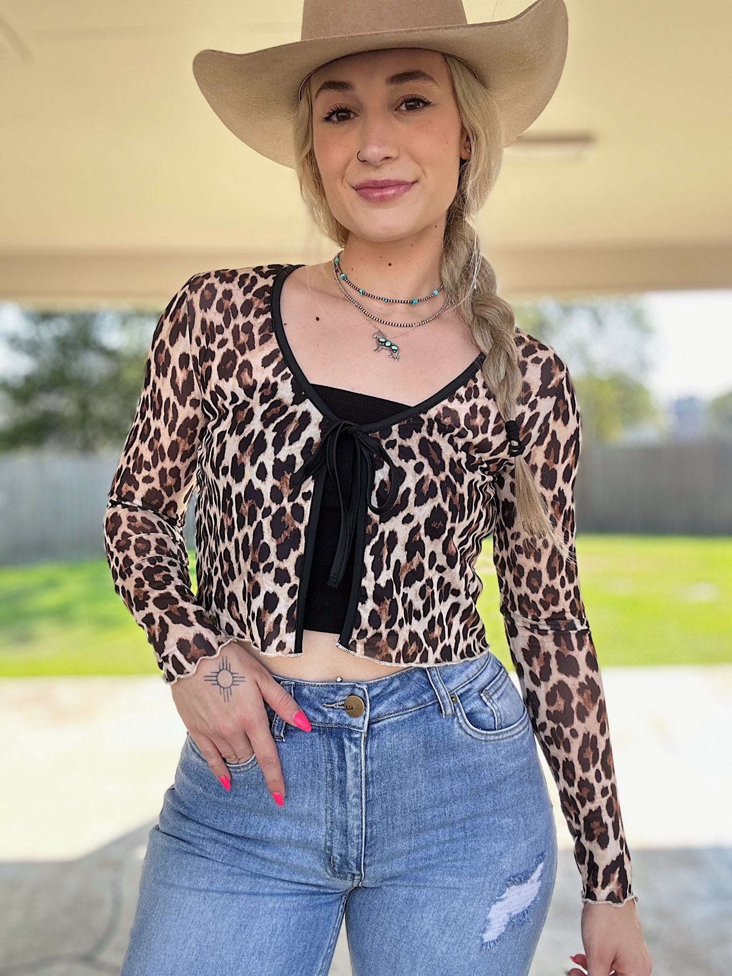 Cheetah Girl Front Tie Blouse