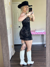 Load image into Gallery viewer, Black Leopard Mini Dress
