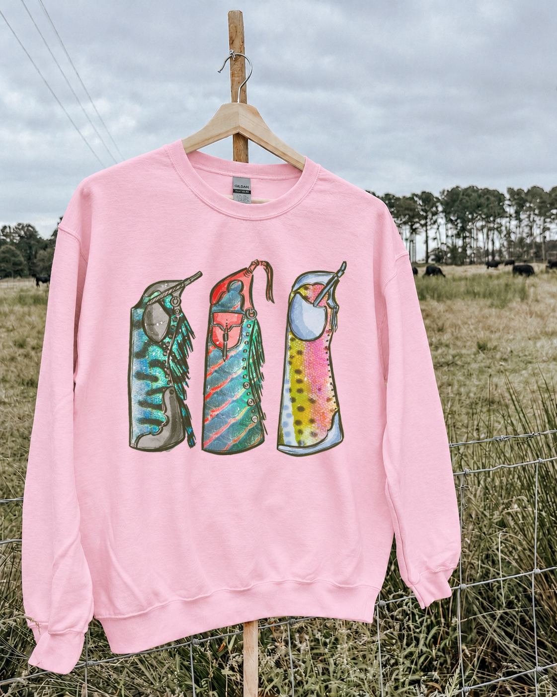 Fishie Print Chaps Crewneck