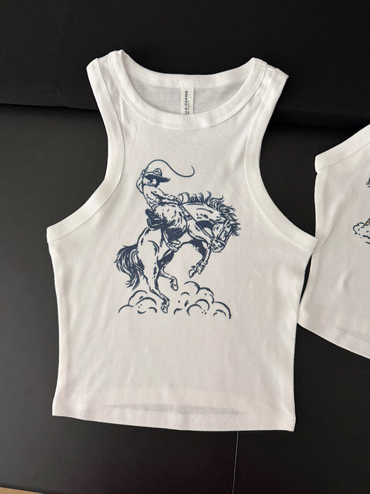 Cowboy Doodle Cropped Tank