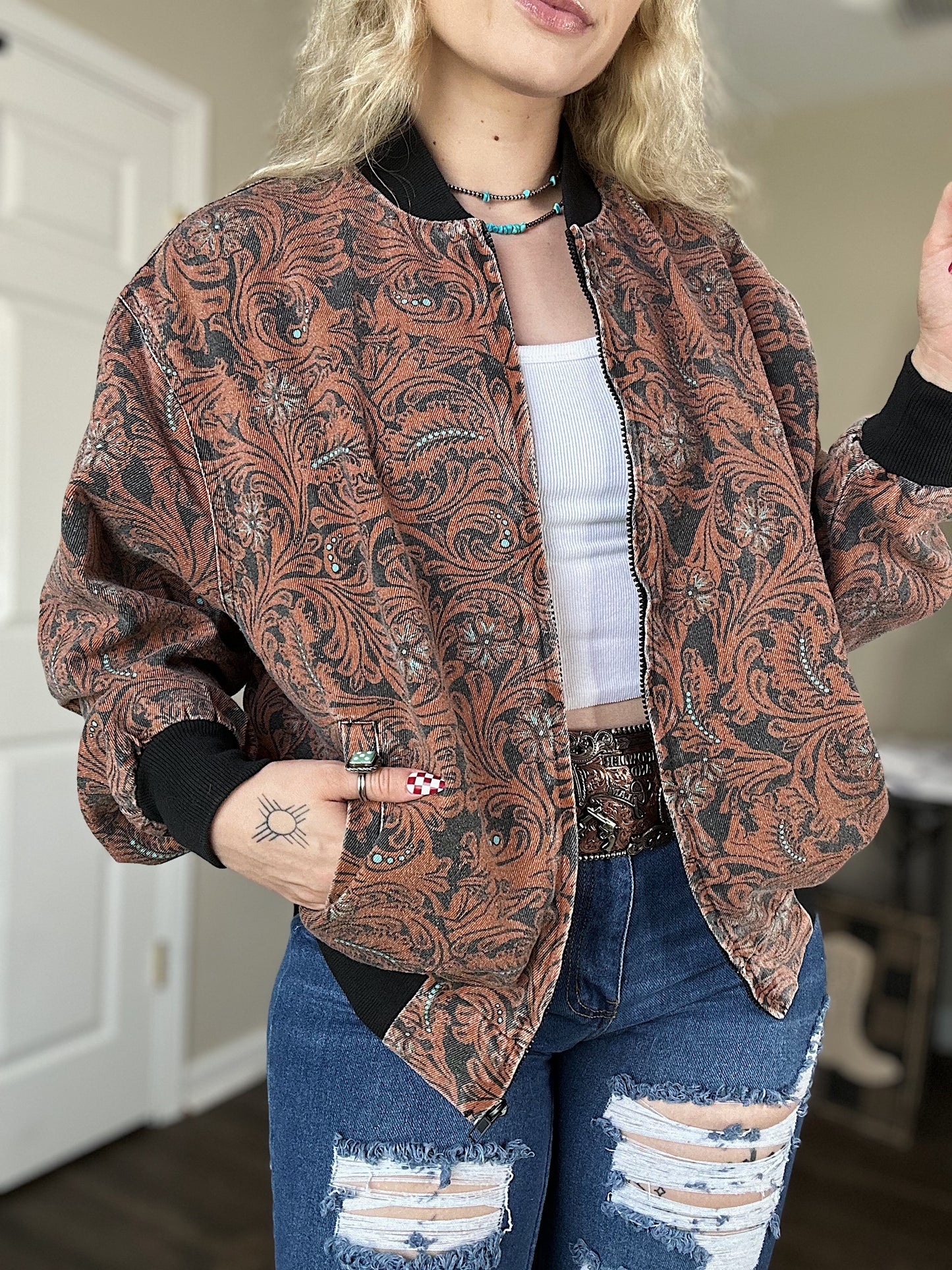 The Tooled Leather Bomber Jacket