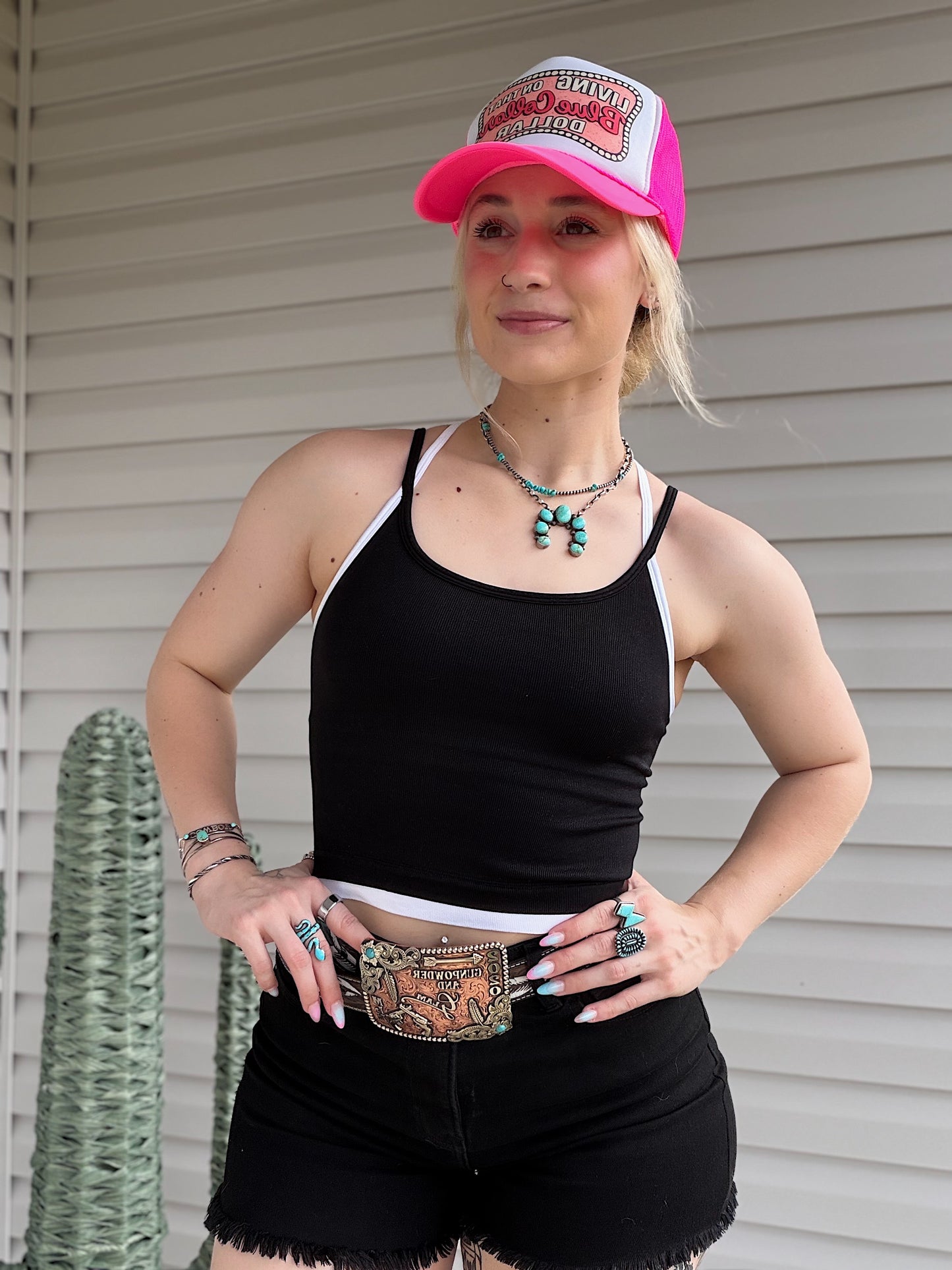 Contrast Layered Tank (Black)