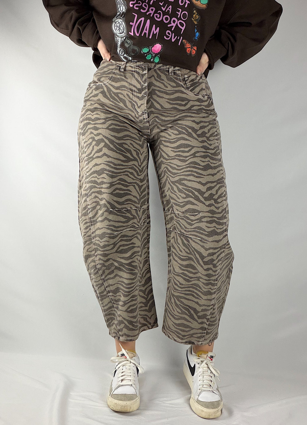 The Zebra Barrel Jeans