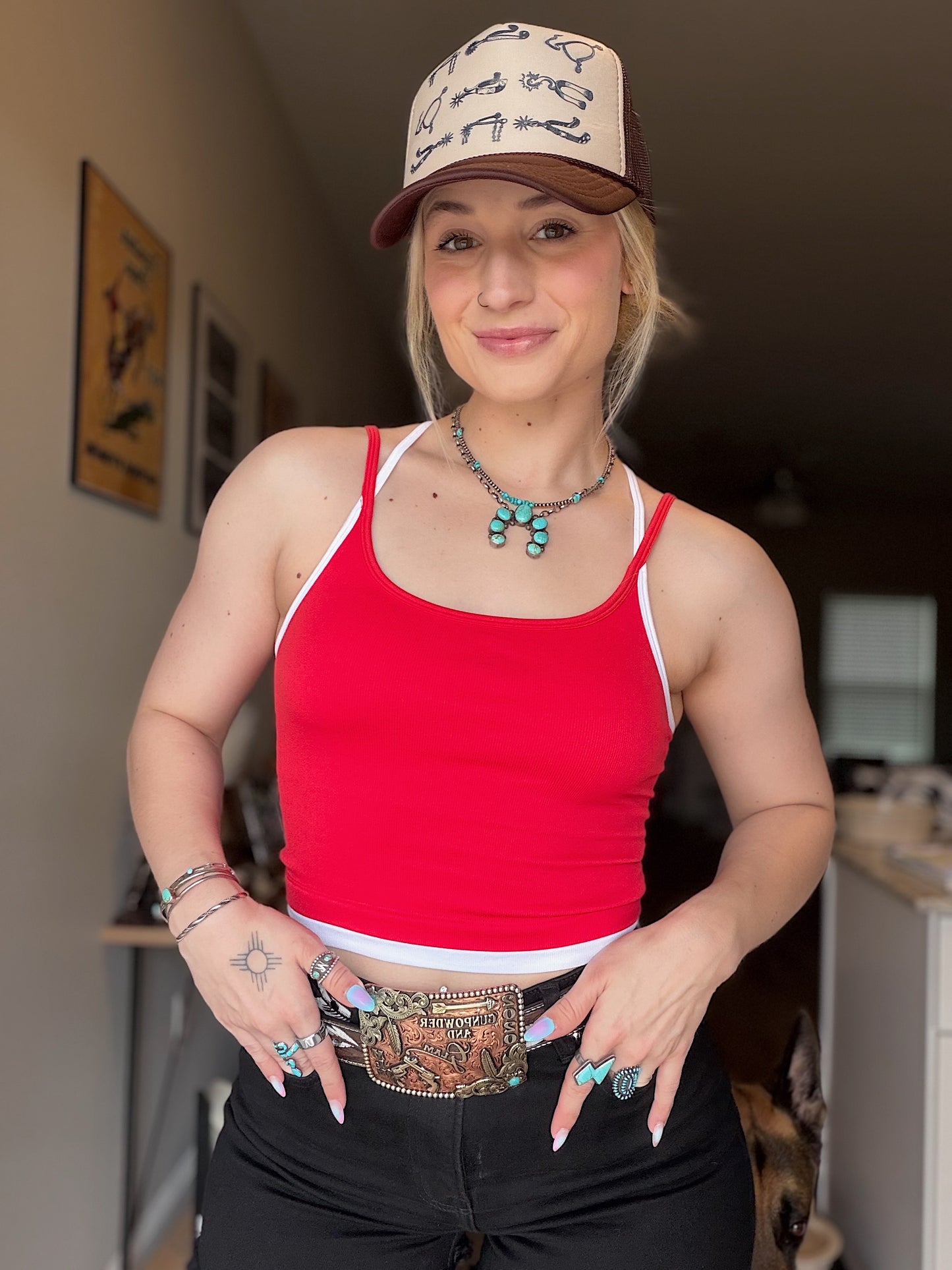 Contrast Layered Tank (Red)