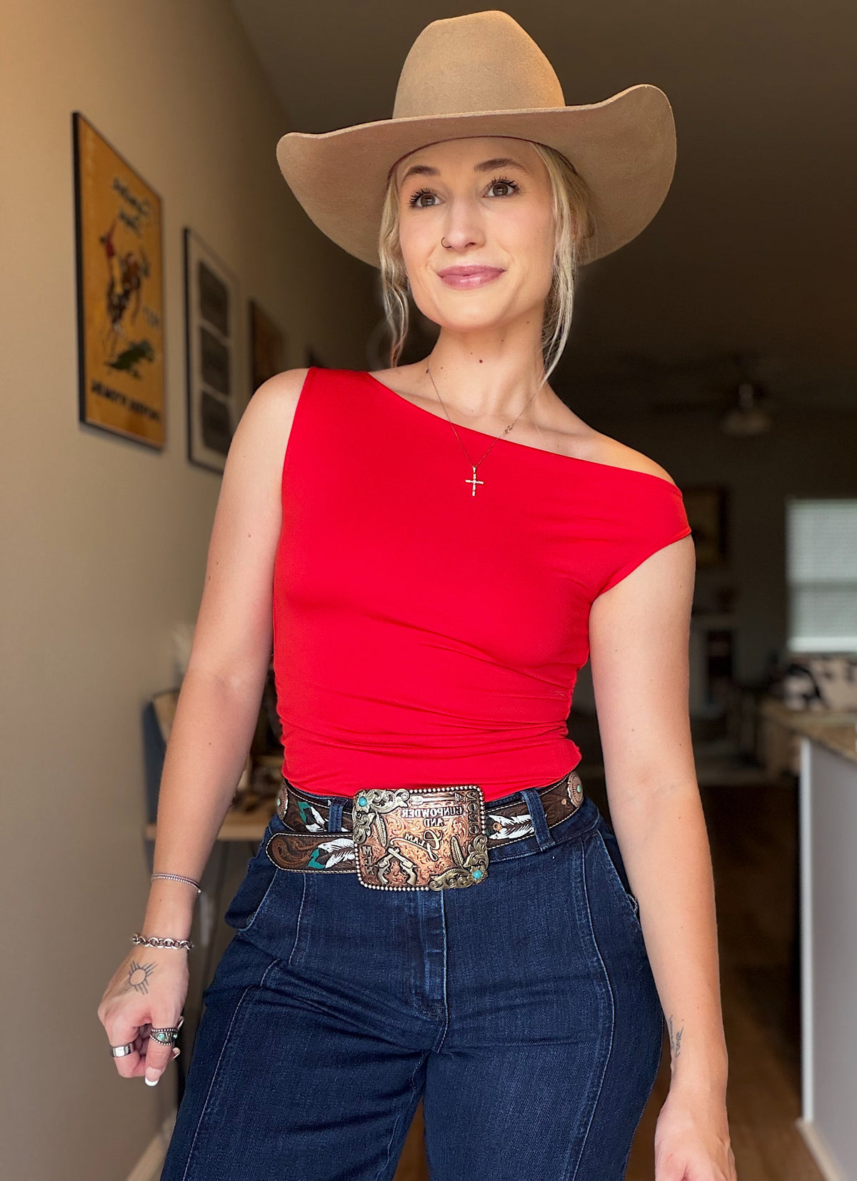 One Shoulder Top (Red)