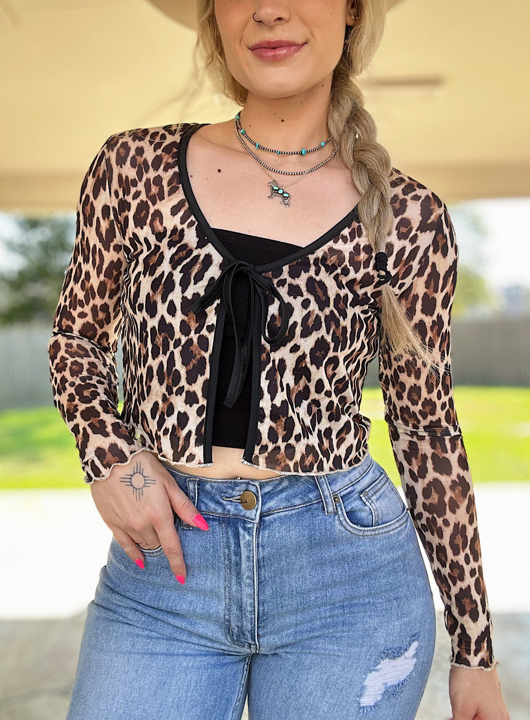 Cheetah Girl Front Tie Blouse