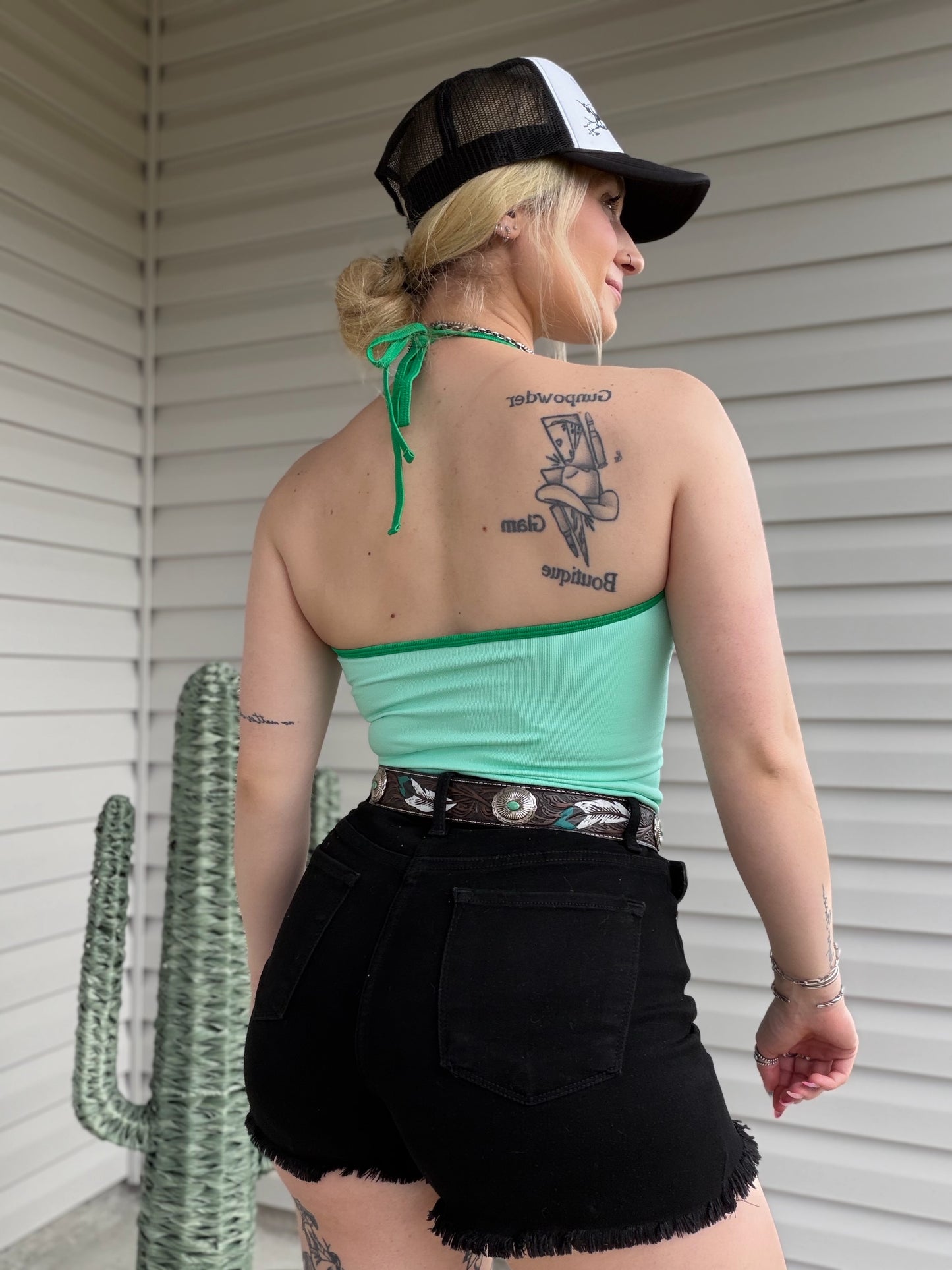 Contrast Halter Top (Mint)