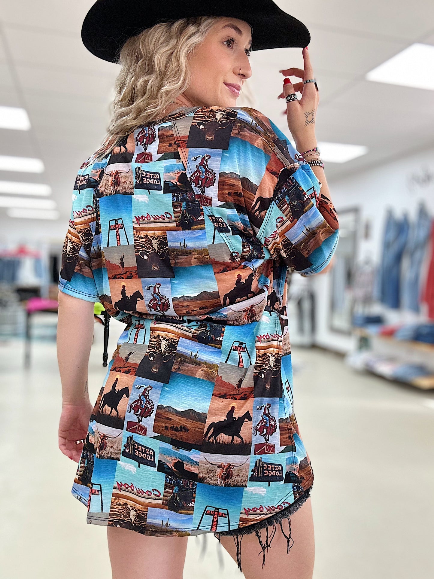 Western Collage Oversized Top